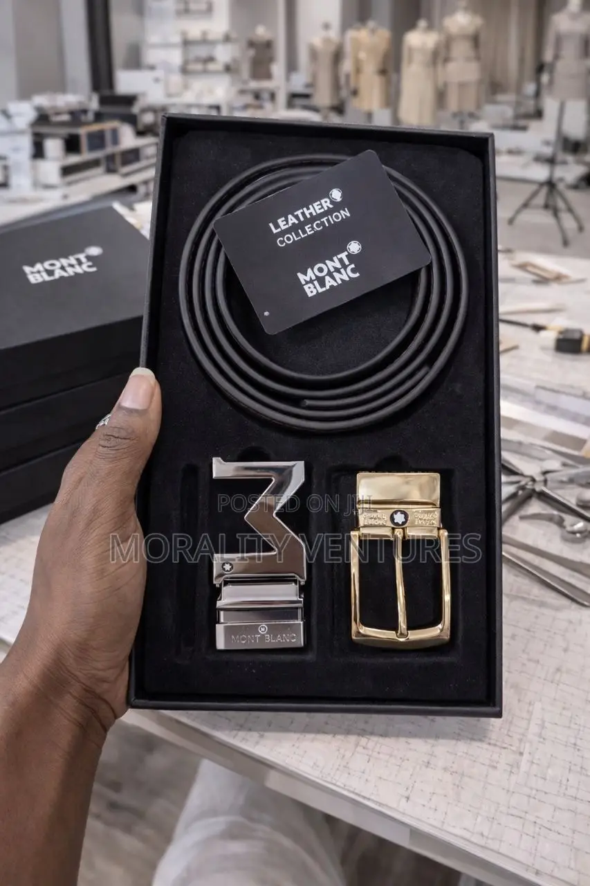 Mont Blanc Leather Belt With Multiple Buckles