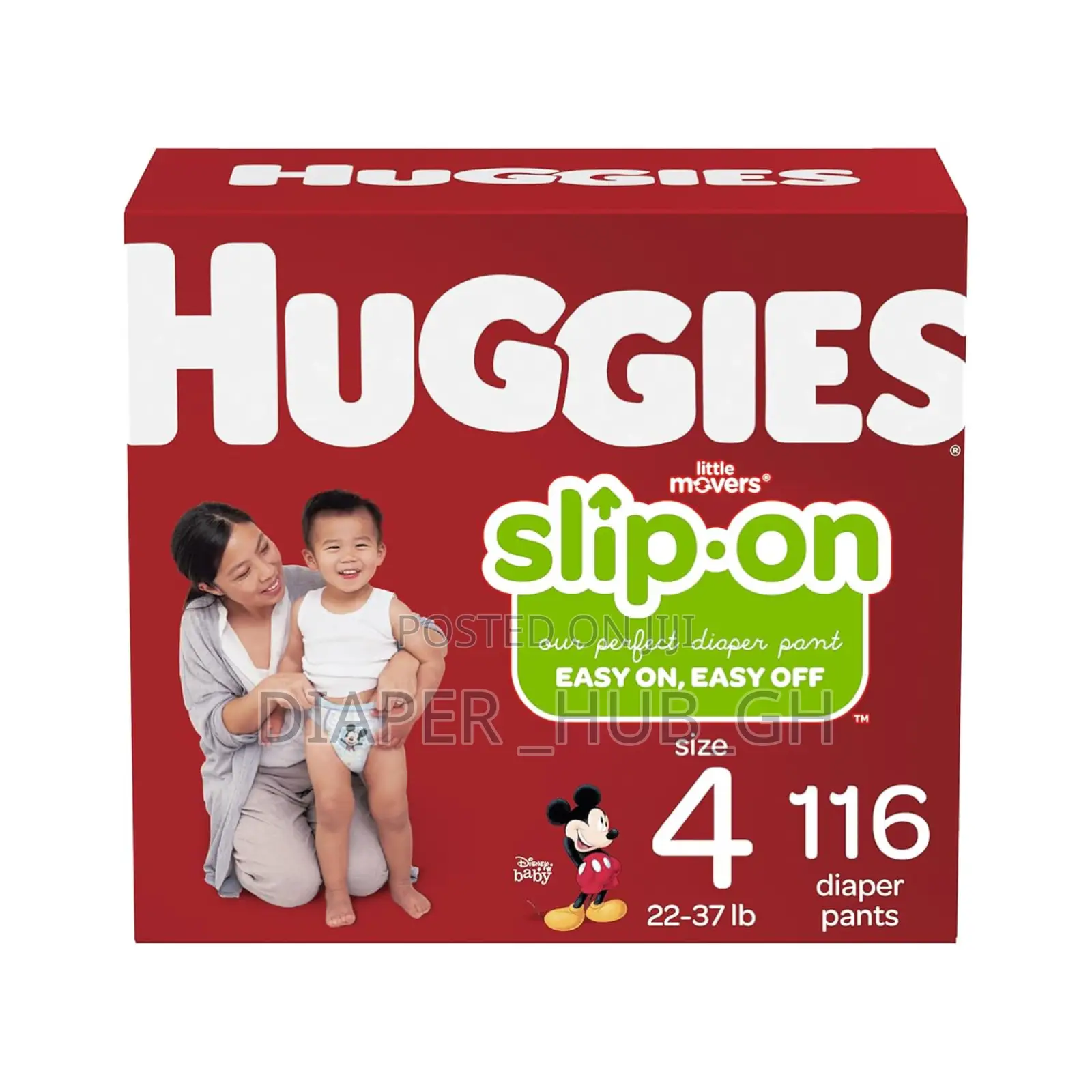 Huggies Little Movers Slip-on Diaper Pants, Size 4, 116 Count.