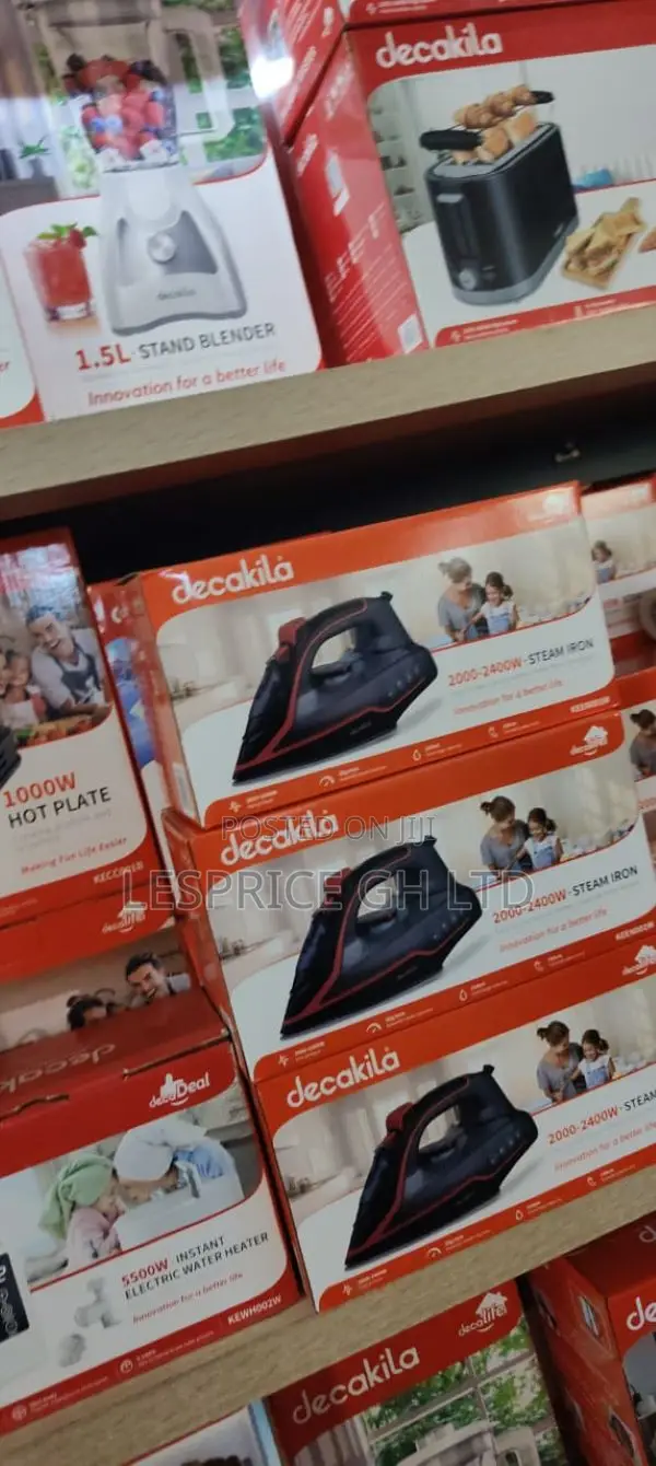 Decakila 2400w Fast Preheat Steam Iron-red Black