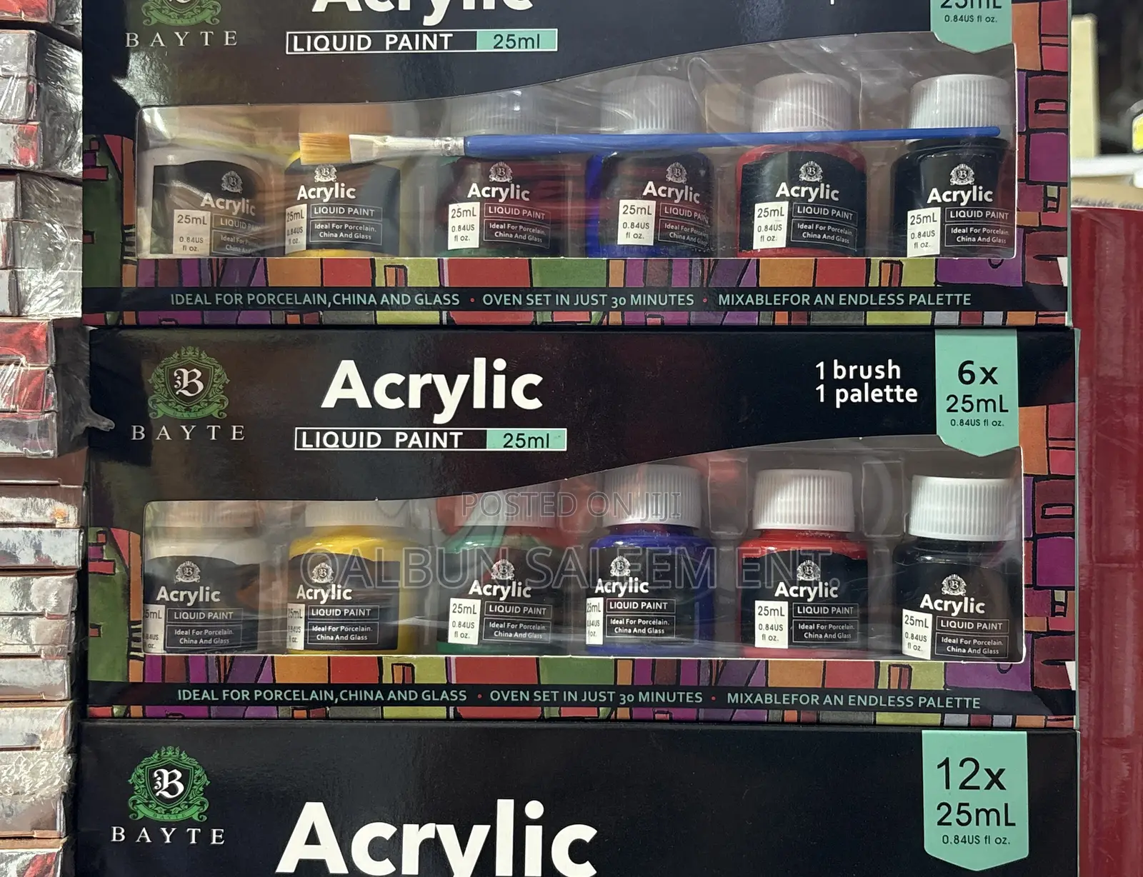 Acrylic 25ml X 6 Liquid Paint With Brush 🖌