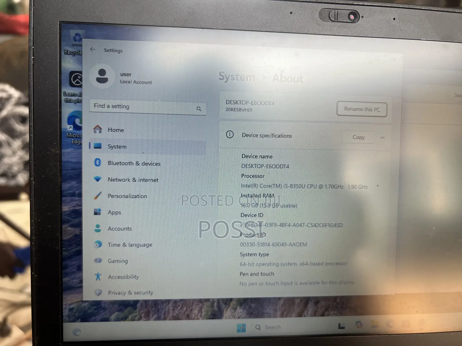 Laptop Lenovo ThinkPad X280 16GB Intel Core I5 SSD 256GB