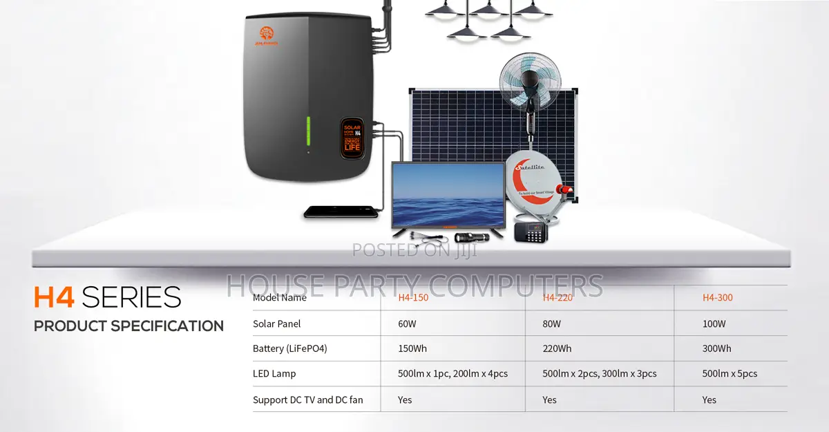 Solar Home Systems With 5 Lights 300wh Lfp Battery 100w Inverter