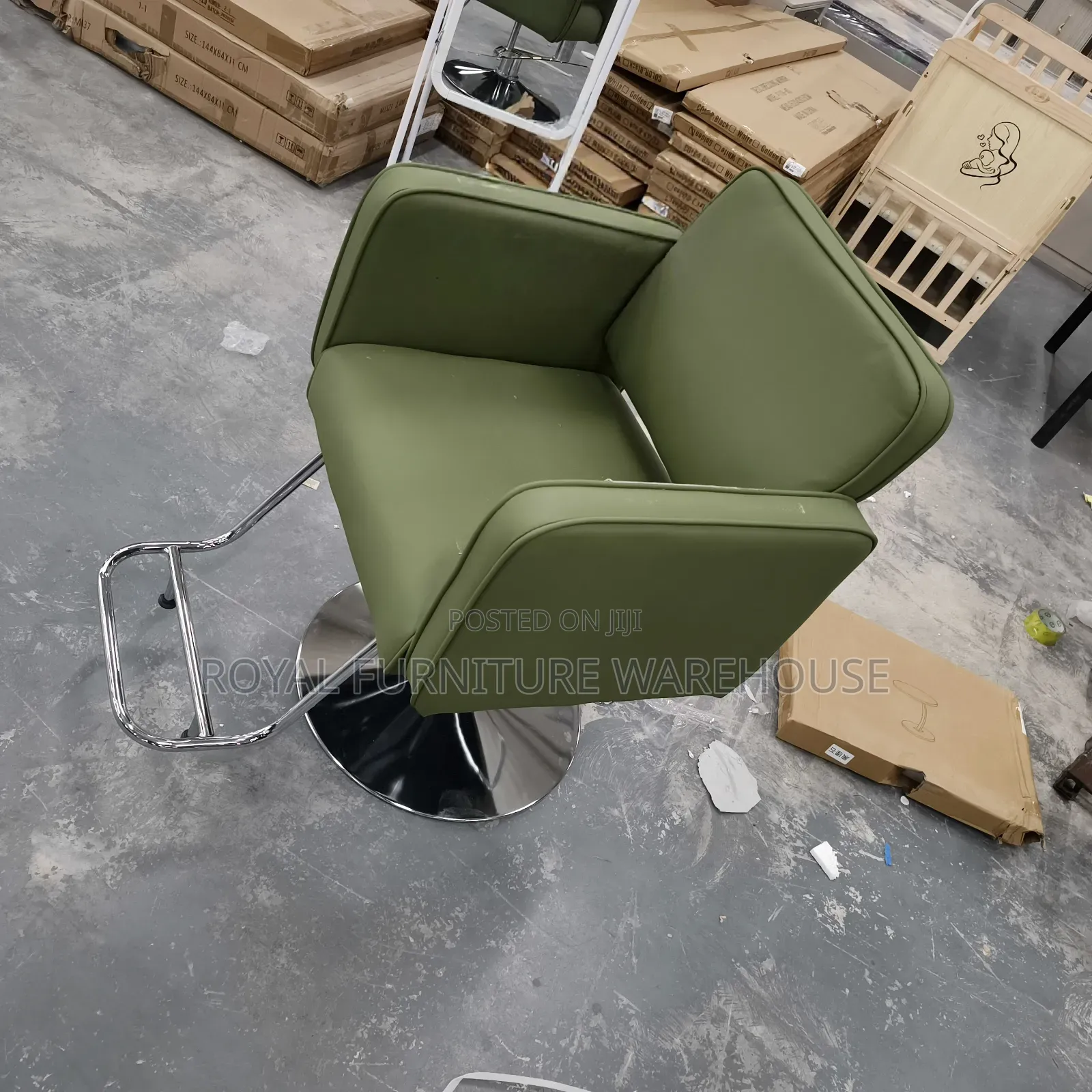 Modern Green Barber or Salon Styling Chair