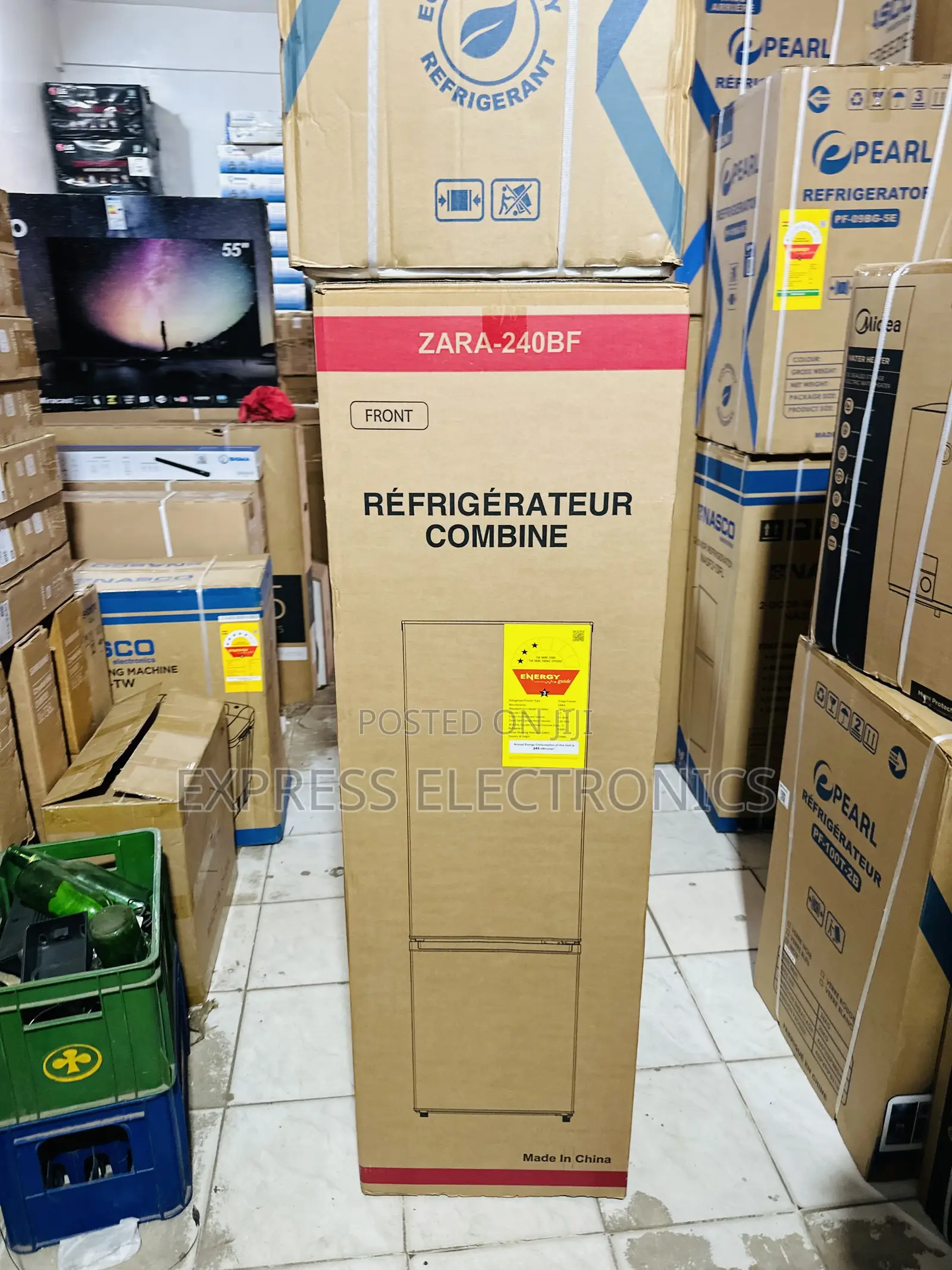 High Quality Sleek Zara 240bf Double Door Fridge Grey