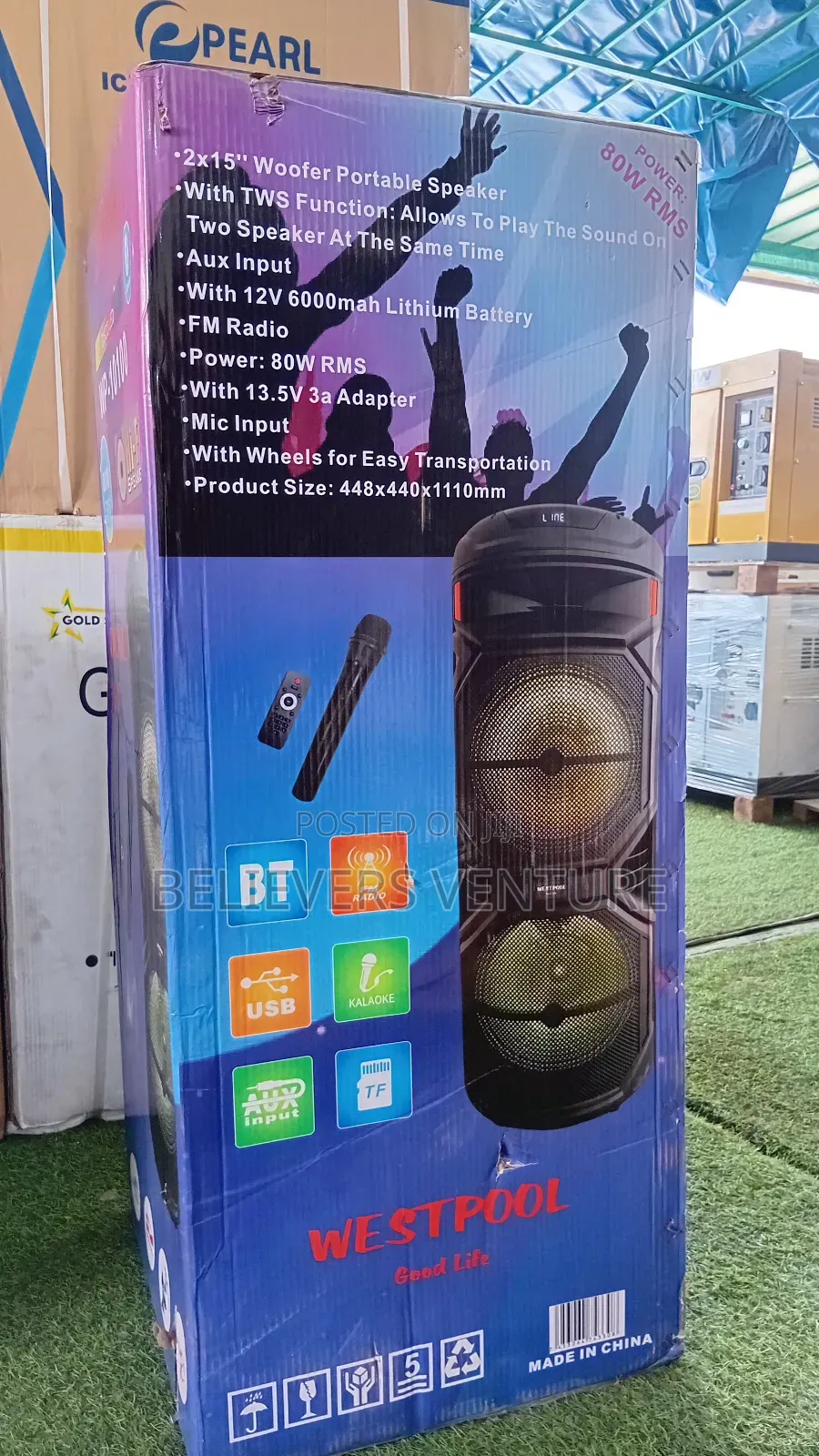 Westpool Party Woofer Speaker With Wheels and Radio