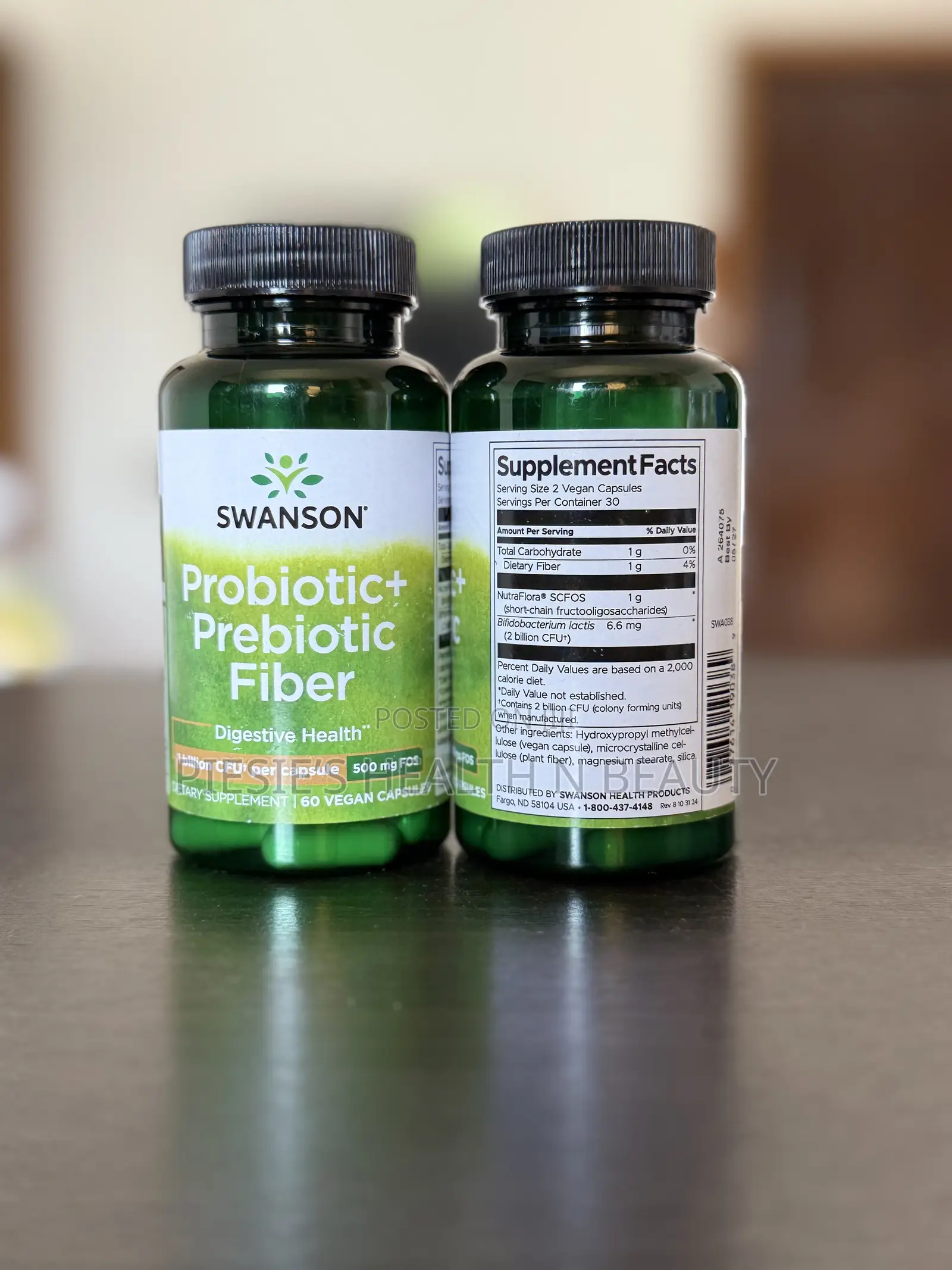 Swanson Probiotic+ Prebiotic Fiber Digestive Health, 60 Capsules