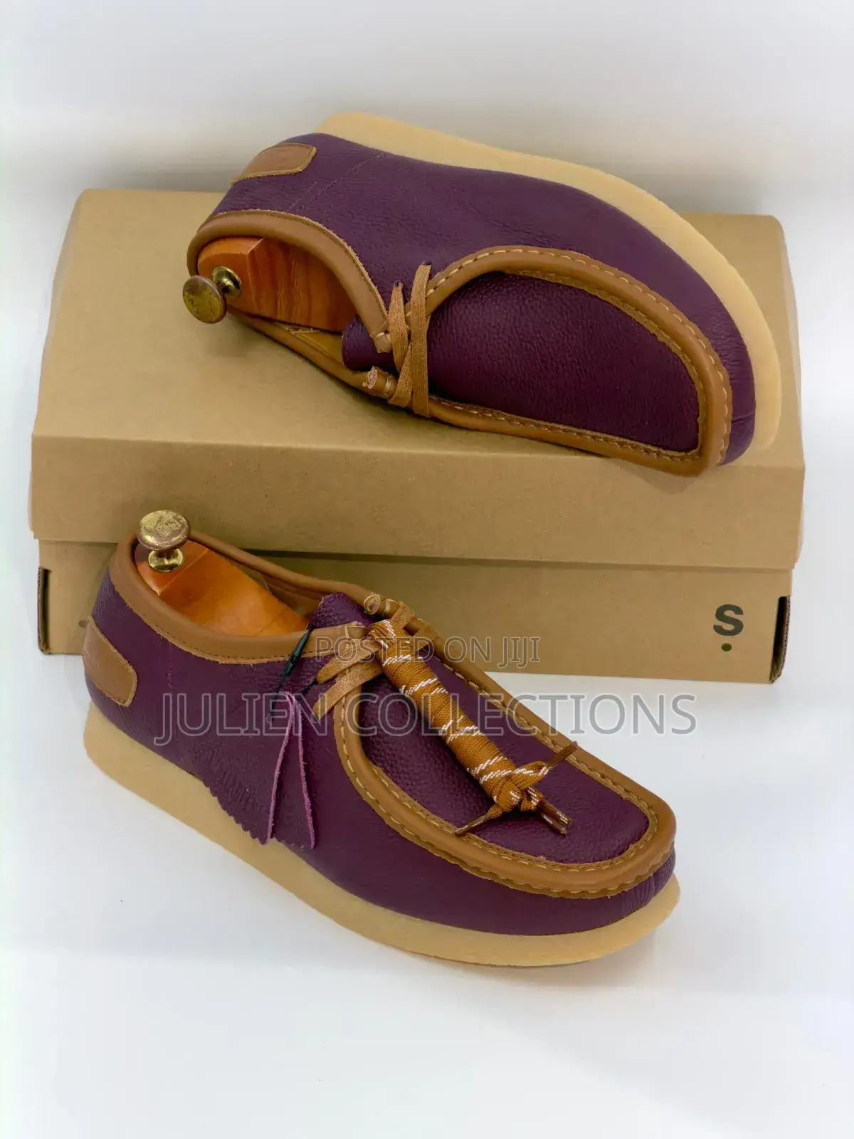 Original Clarks Leather White Purple and Brown