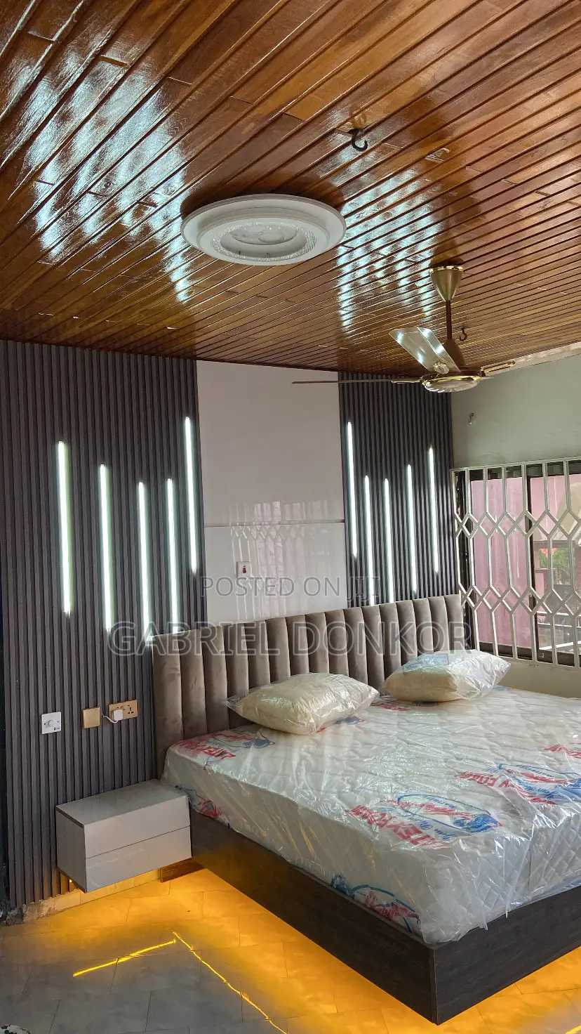 Floating Bed With Under Stripe Lights