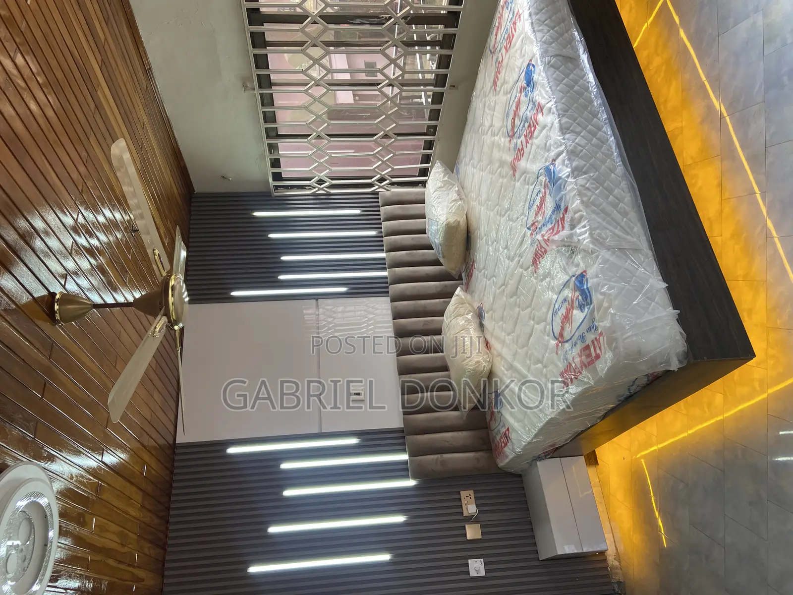Floating Bed With Under Stripe Lights