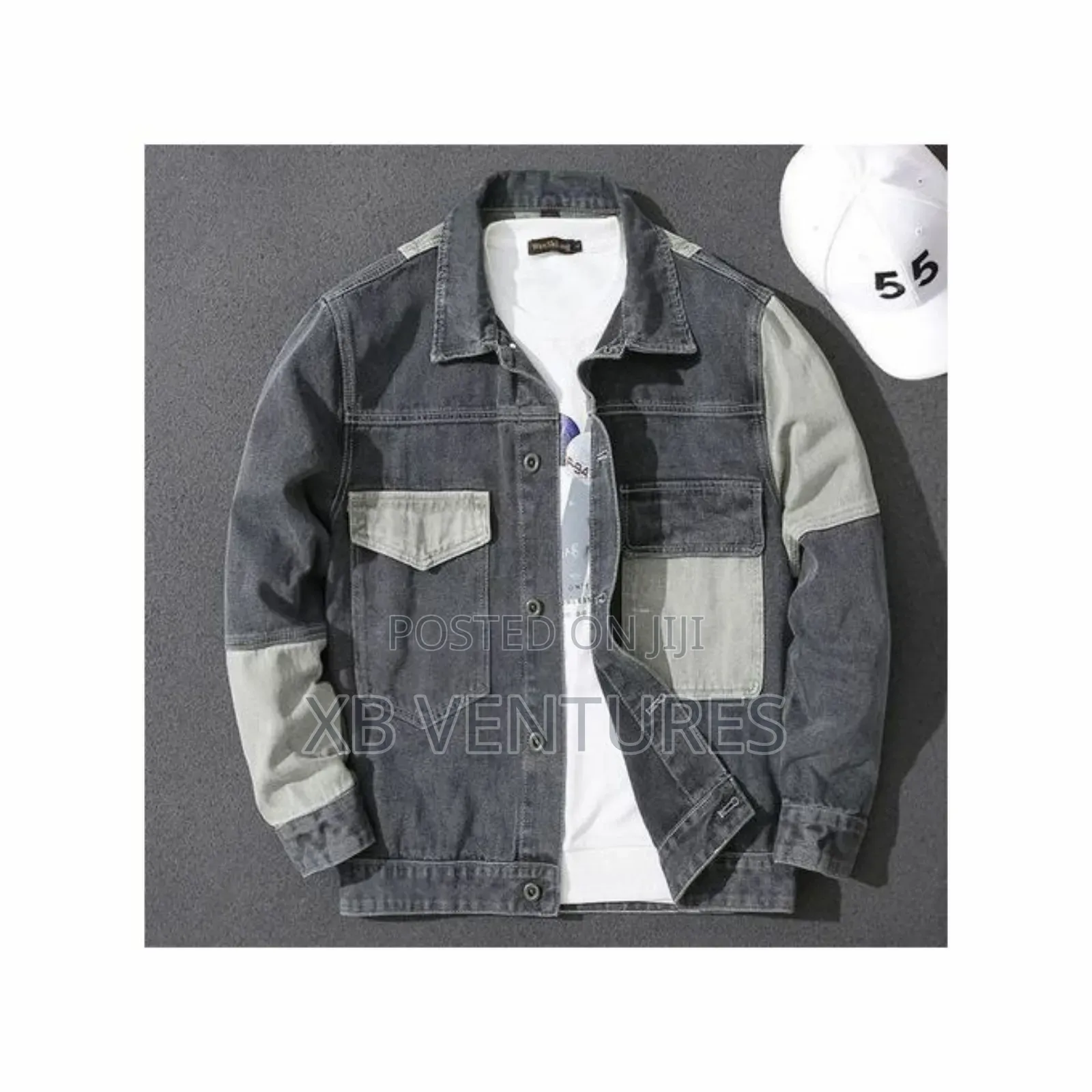 Men's Casual Button Down Denim Jacket Classic Jean Coat - Grey