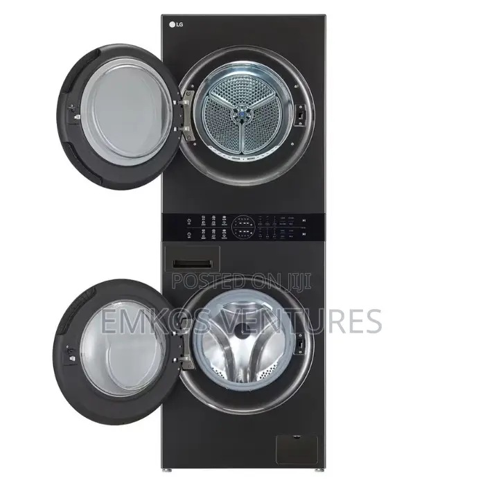Lg Wt1310yj 13/10kg Washtower With Centre Control, Black Steel Color