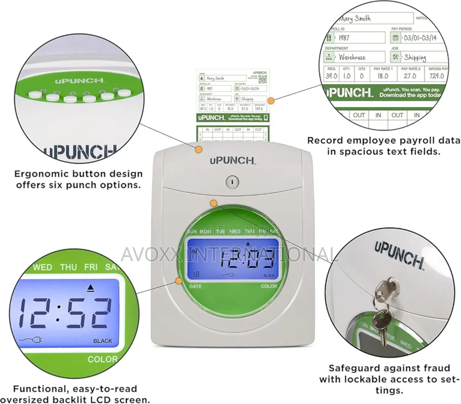 Upunch Hn3000 Time Clock | Electronic Punch Clock With Cloud Backup