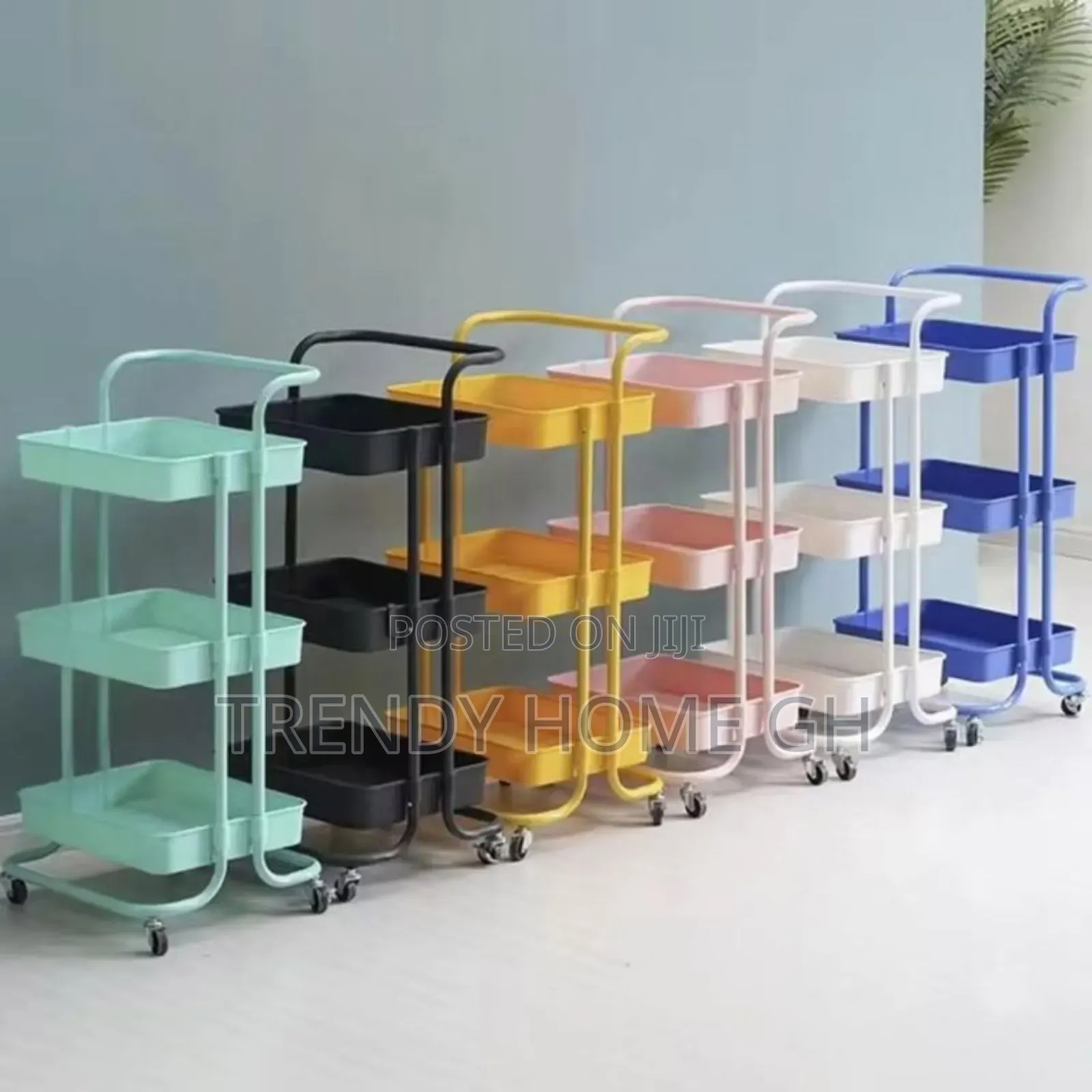 Multifunctional 3-Tier Storage Rack With Wheels Rolling Organizer