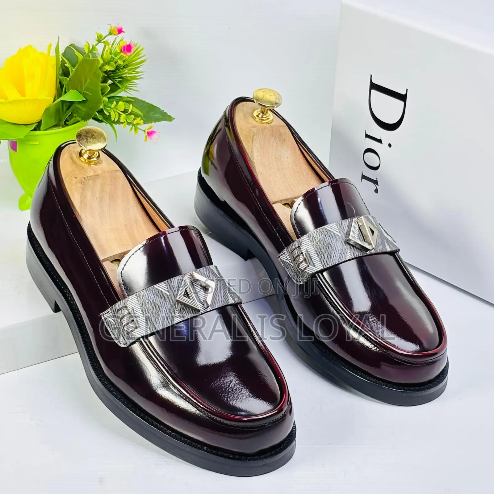 Dior Men's Executive Wine Polished Leather Loafers