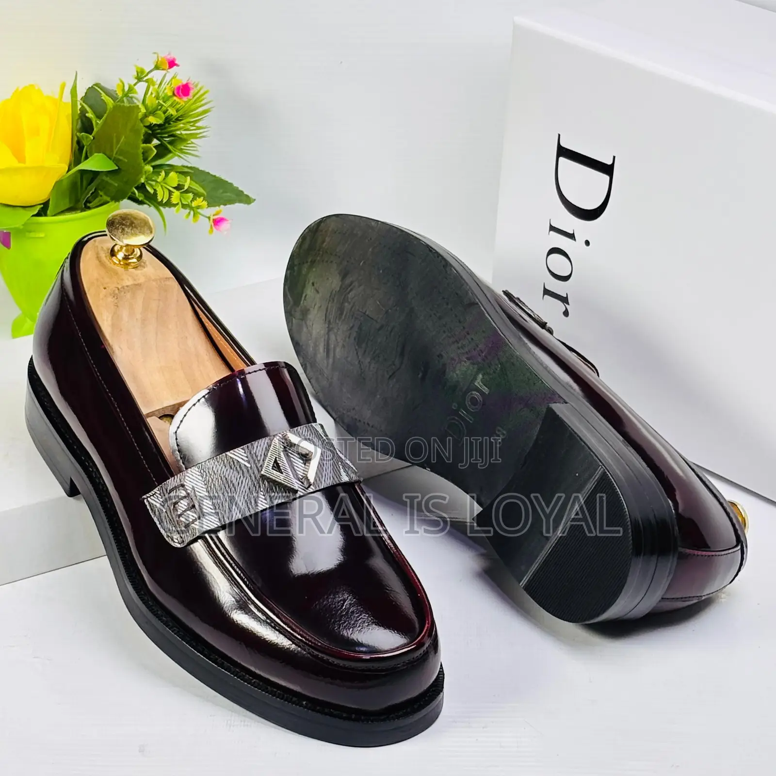 Dior Men's Executive Wine Polished Leather Loafers