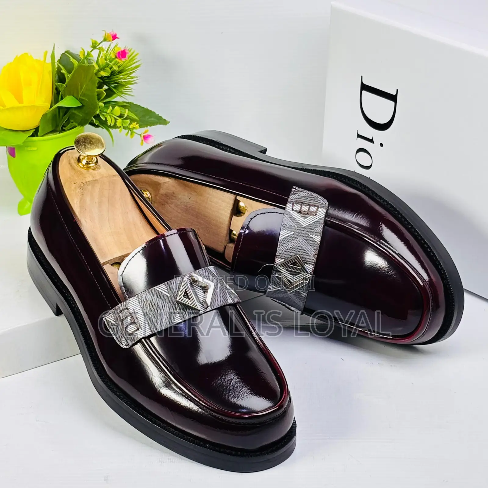 Dior Men's Executive Wine Polished Leather Loafers