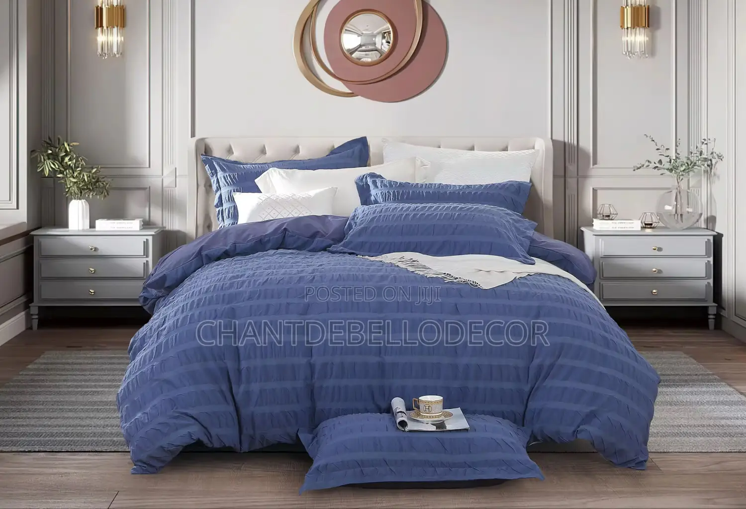 300-tc Seersucker 7 In 1 Pure Cotton King Size Removable Duvet Set