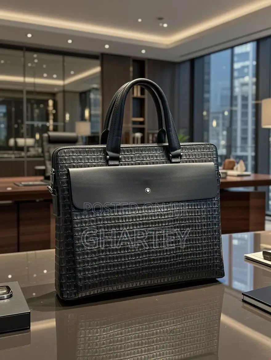 Modern Croc-Embossed Executive Briefcase