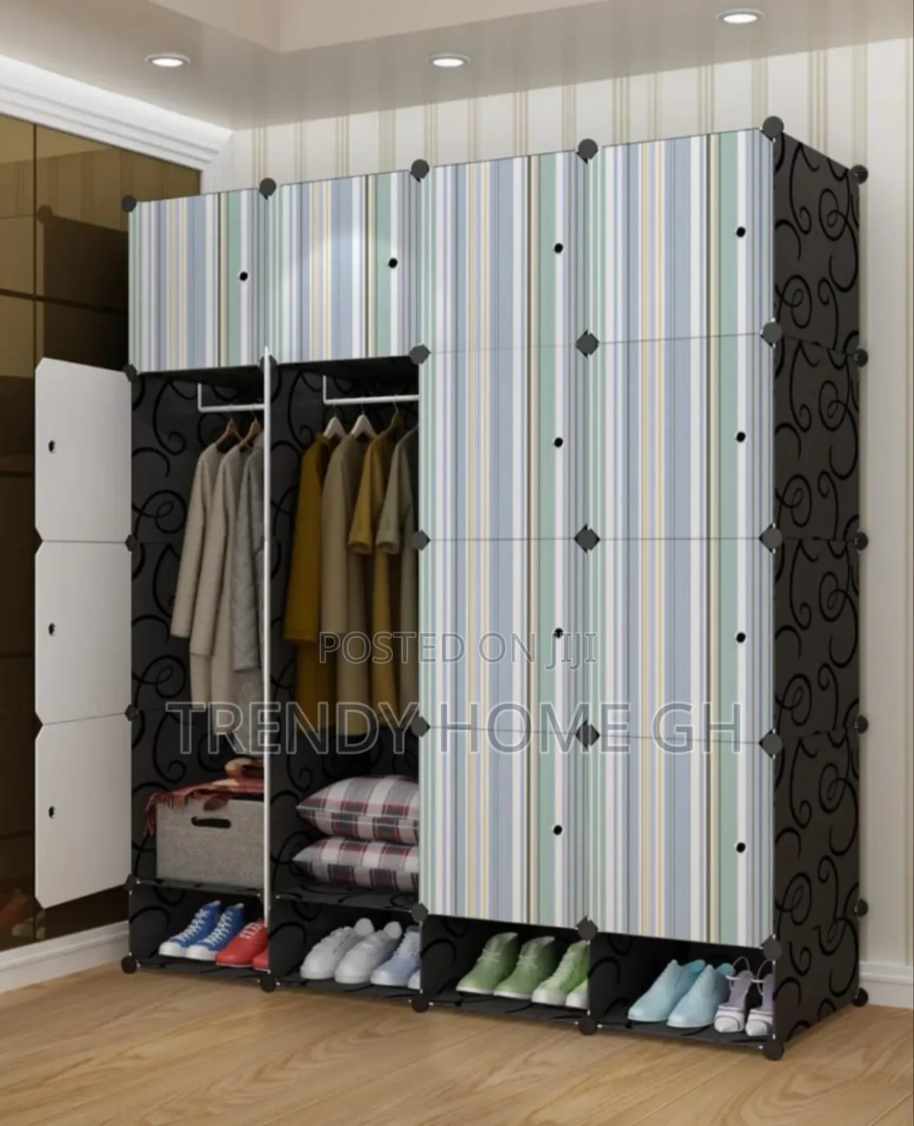 16 Cubes Modular Plastic Wardrobe Closet Organizer With Shoe Rack