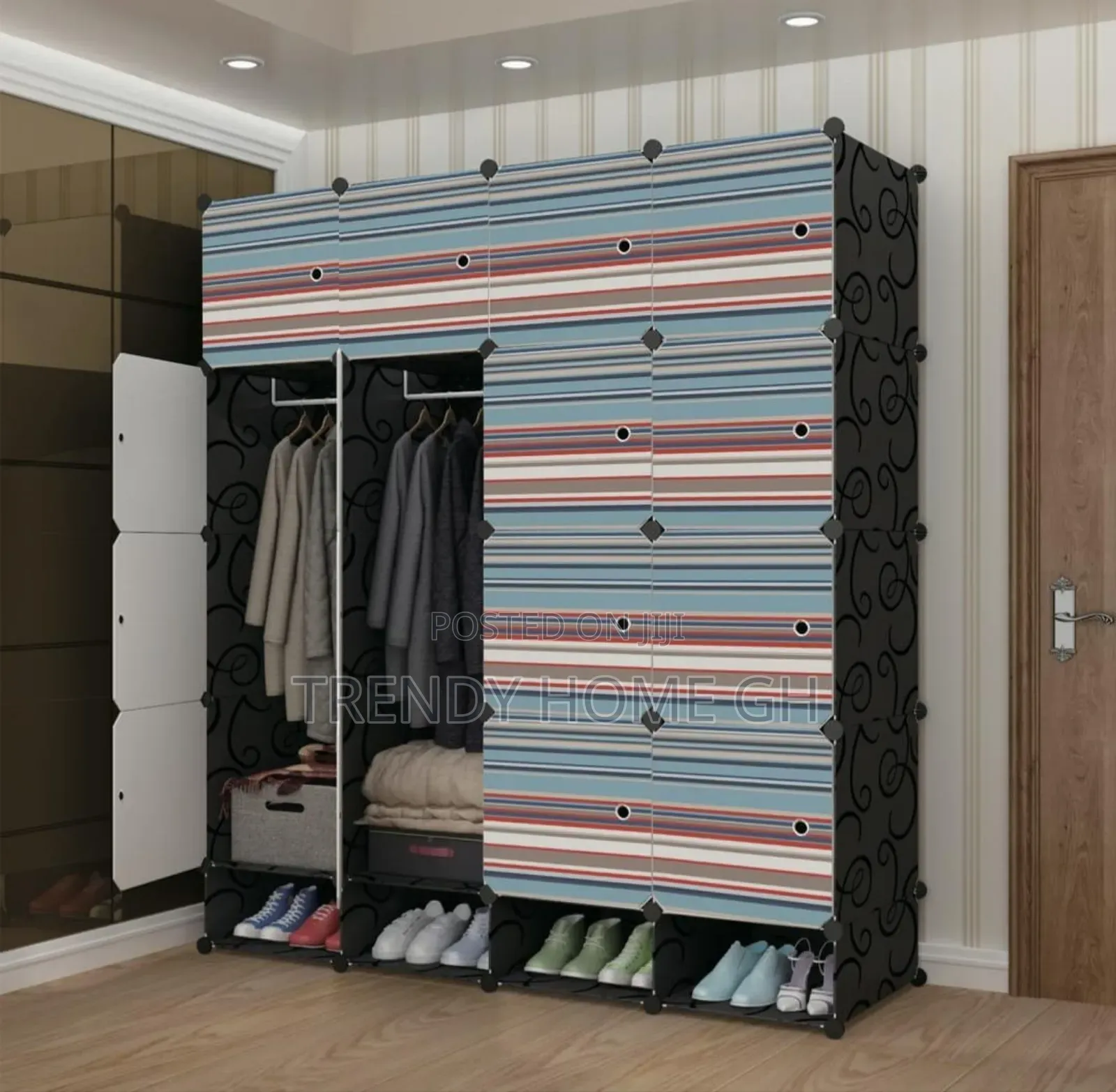 16 Cubes Modular Plastic Wardrobe Closet Organizer With Shoe Rack