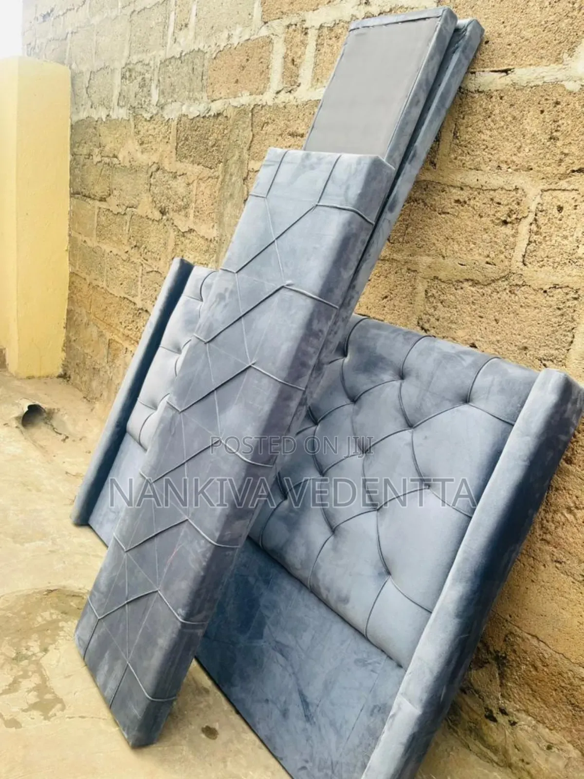 Ash Fabric Material Double Bedframe