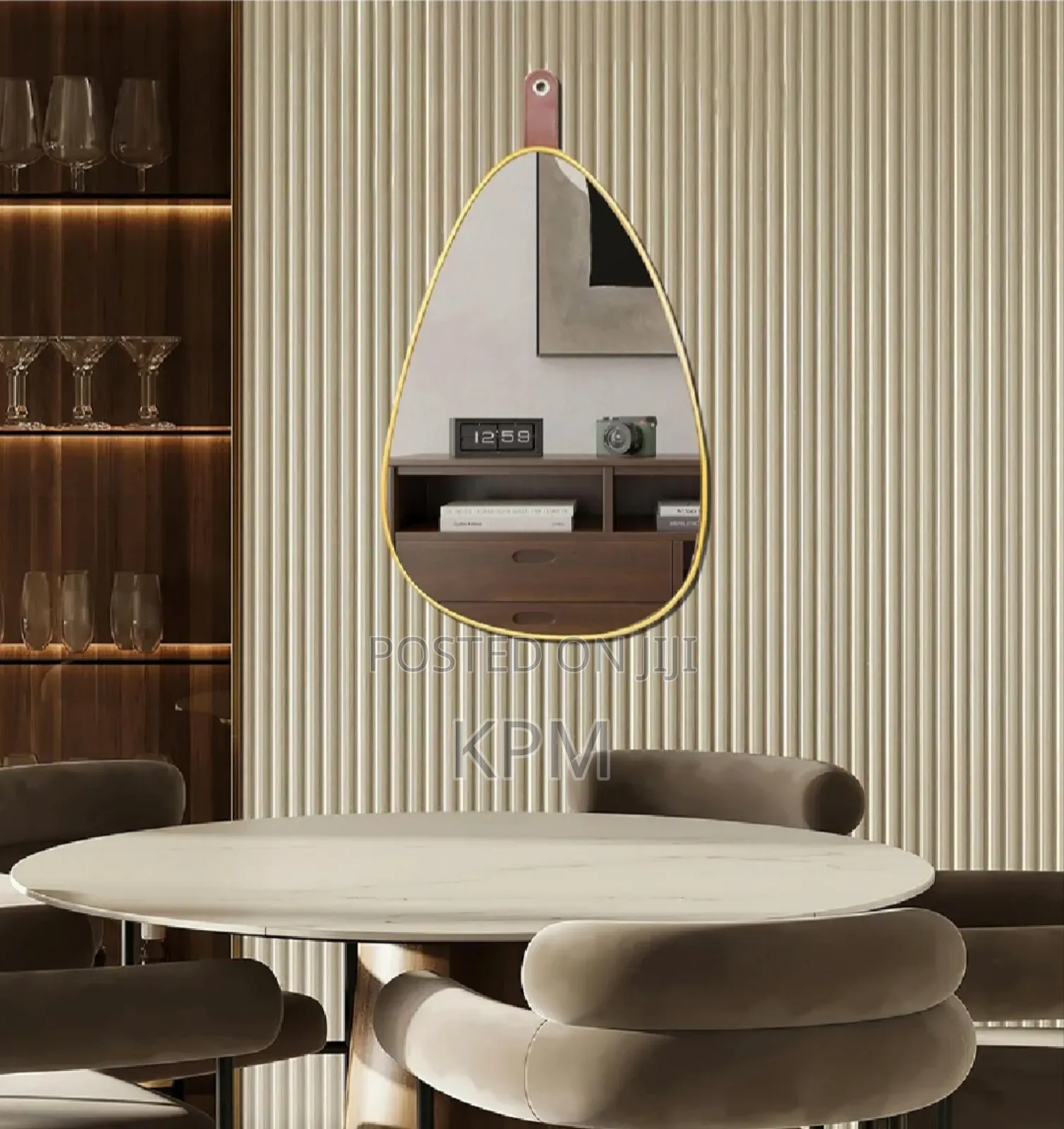 Pebble Shaped Belt Simple Plain Mirror Wall Mount