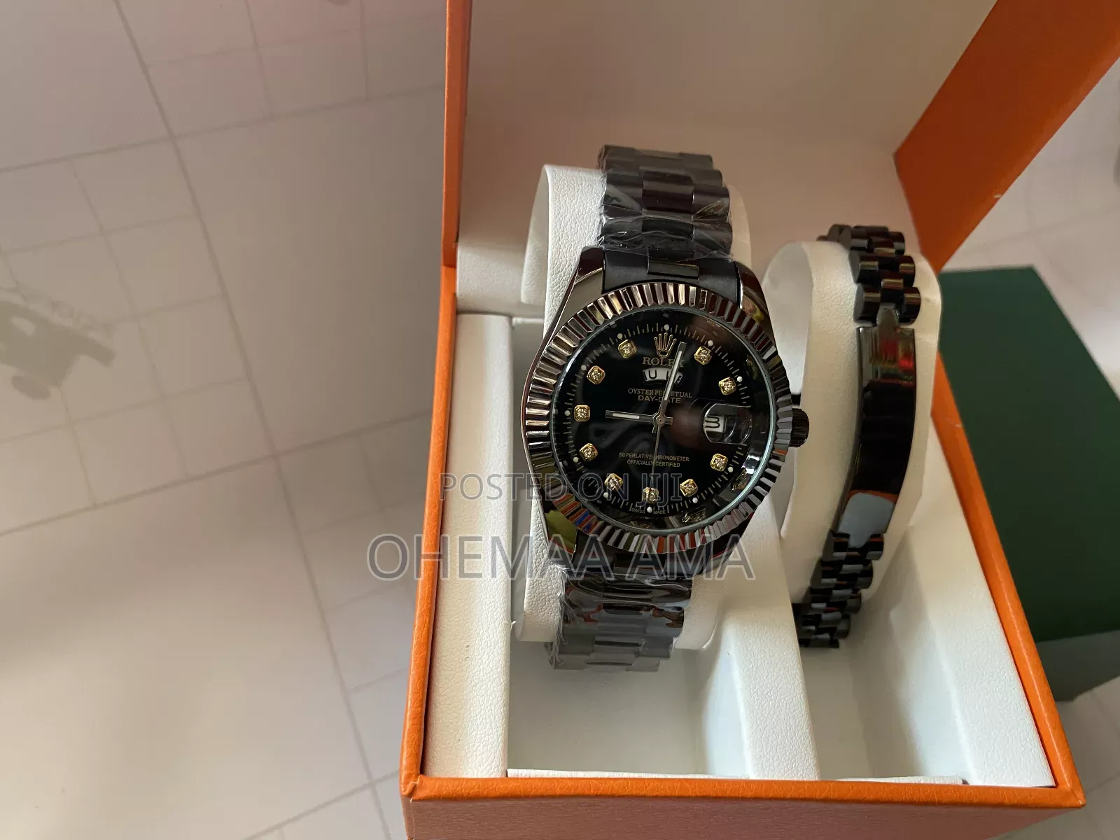 Black Rolex Watch With Bracelet
