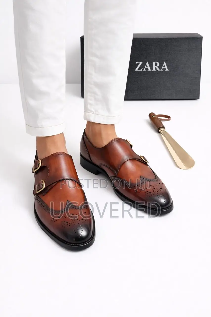 Zara Brown Monk Strap Executive Shoe
