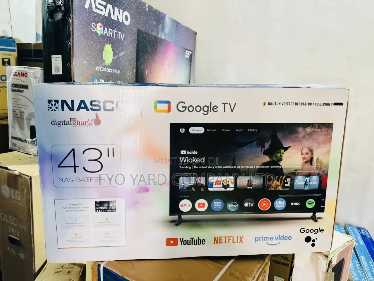 Frameless Design Nasco 43” Digitral Satellite Smart Andriod Led Tv