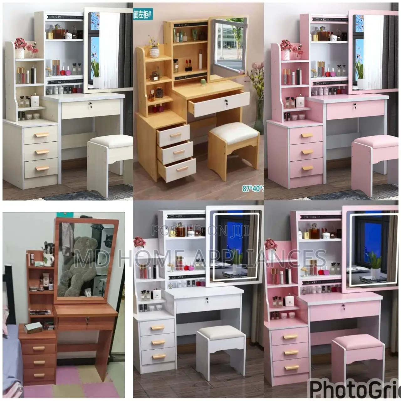 Vanity Dresser Set With Stool and Mirror