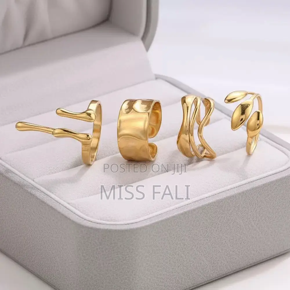 Sculpted Elegance -4pcs Ring Stack in Gold and Silver