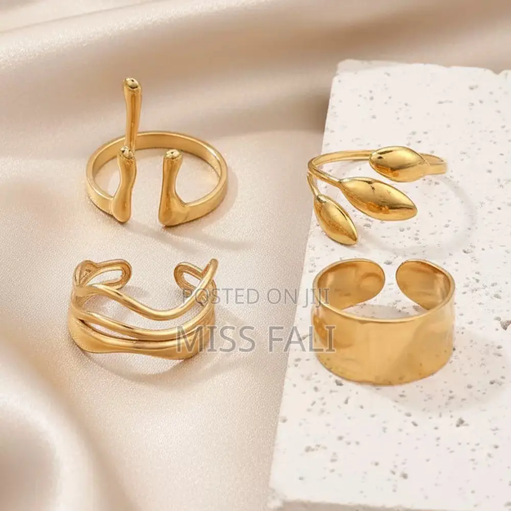 Sculpted Elegance -4pcs Ring Stack in Gold and Silver