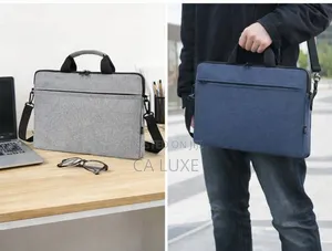 Waterproof 14"/15" Laptop/Tablet Men's Briefcase in Black Pu Leather
