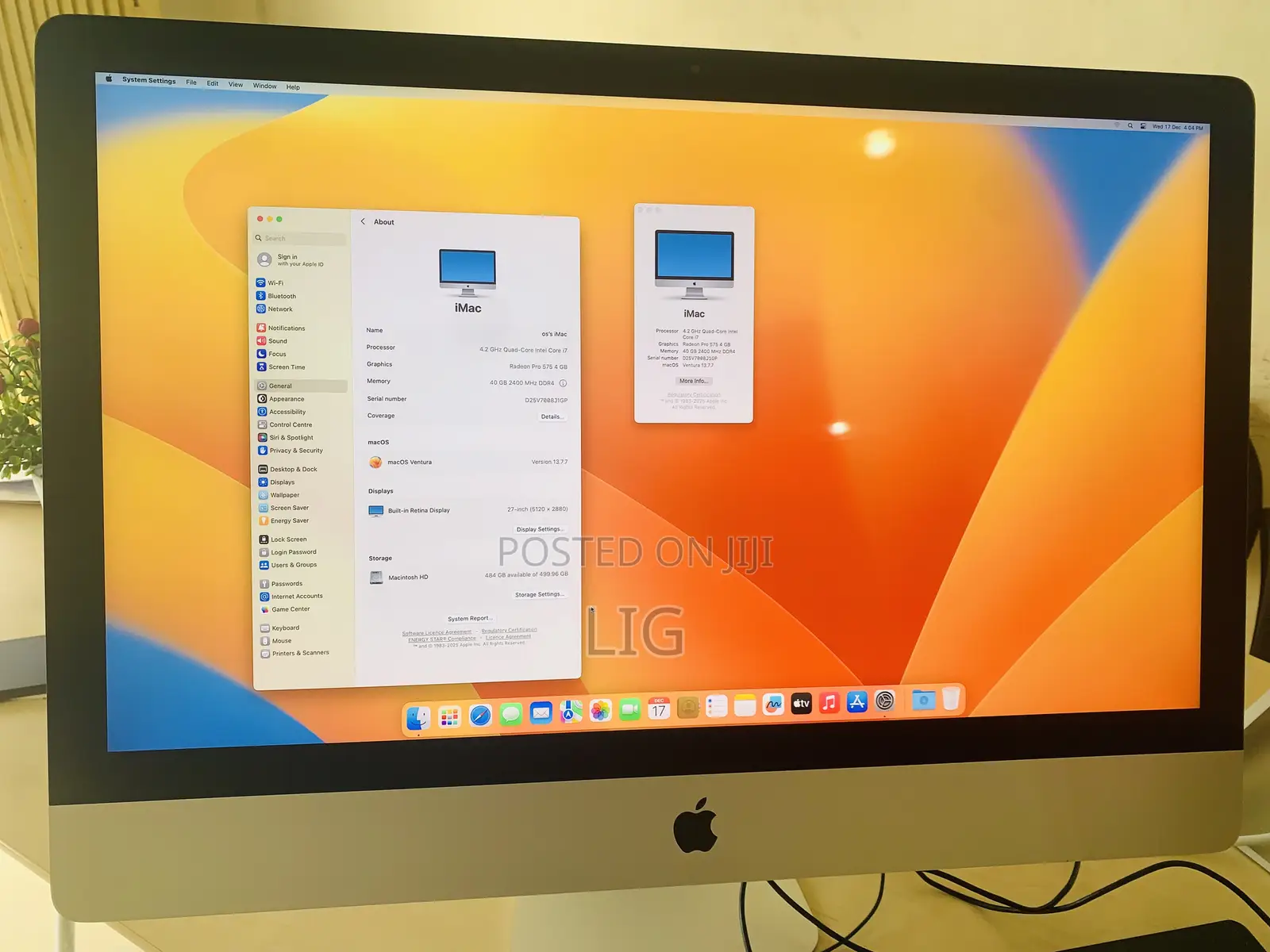 Desktop Computer Apple iMac 40GB Intel Core i7 SSD 512GB