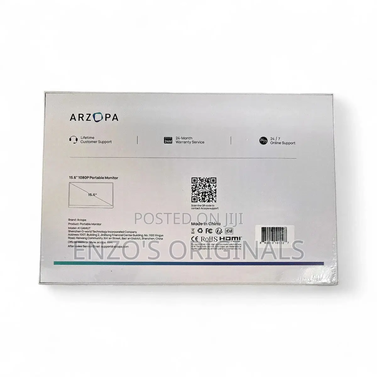 Arzopa 15.6" Portable Monitor FHD 1080p Ultra-Slim With Usb-C Hdmi