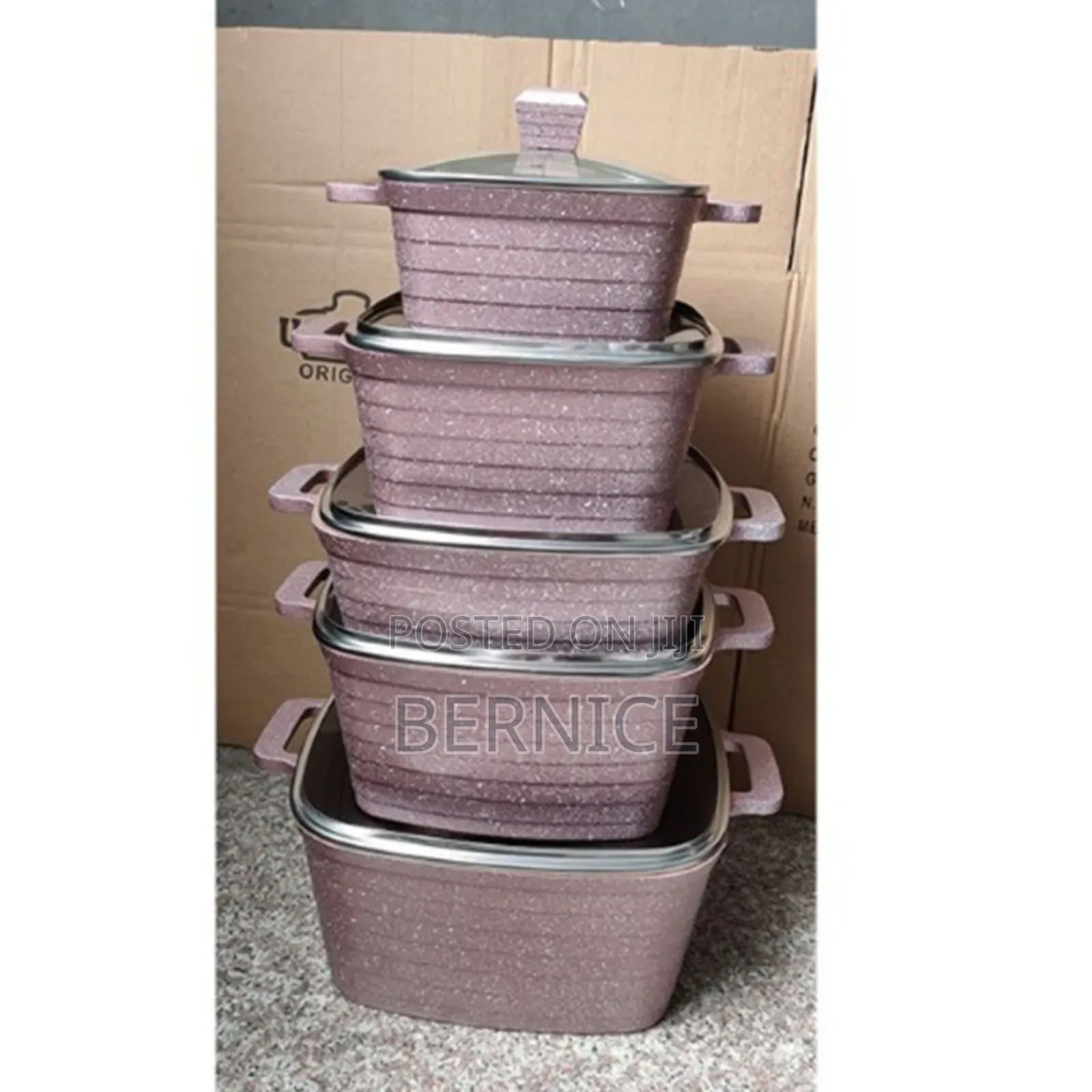 Non-Stick Granite Cooking Pot Set With Glass Lids – Durable Cookware