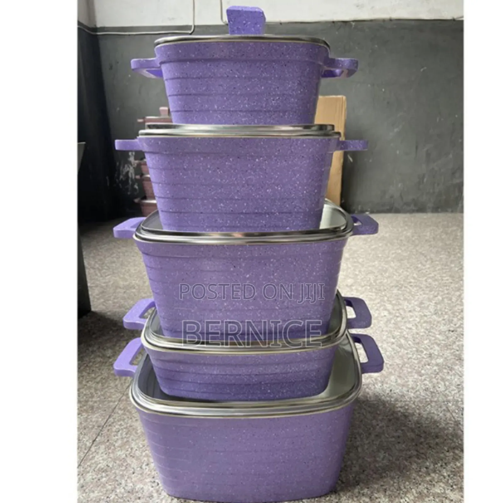 Non-Stick Granite Cooking Pot Set With Glass Lids – Durable Cookware