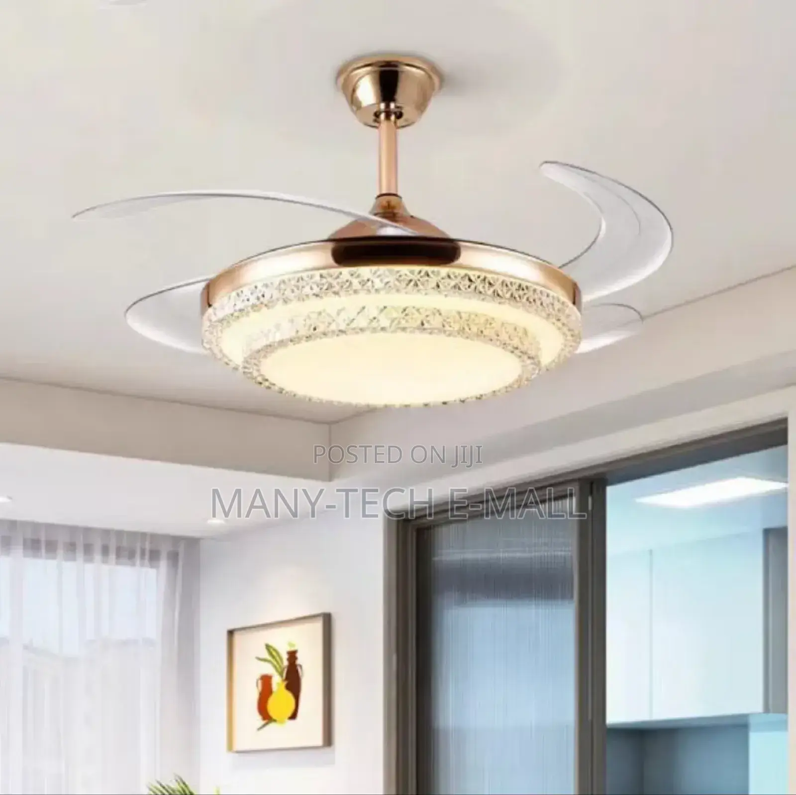 Fancy Golden Fan With Light.