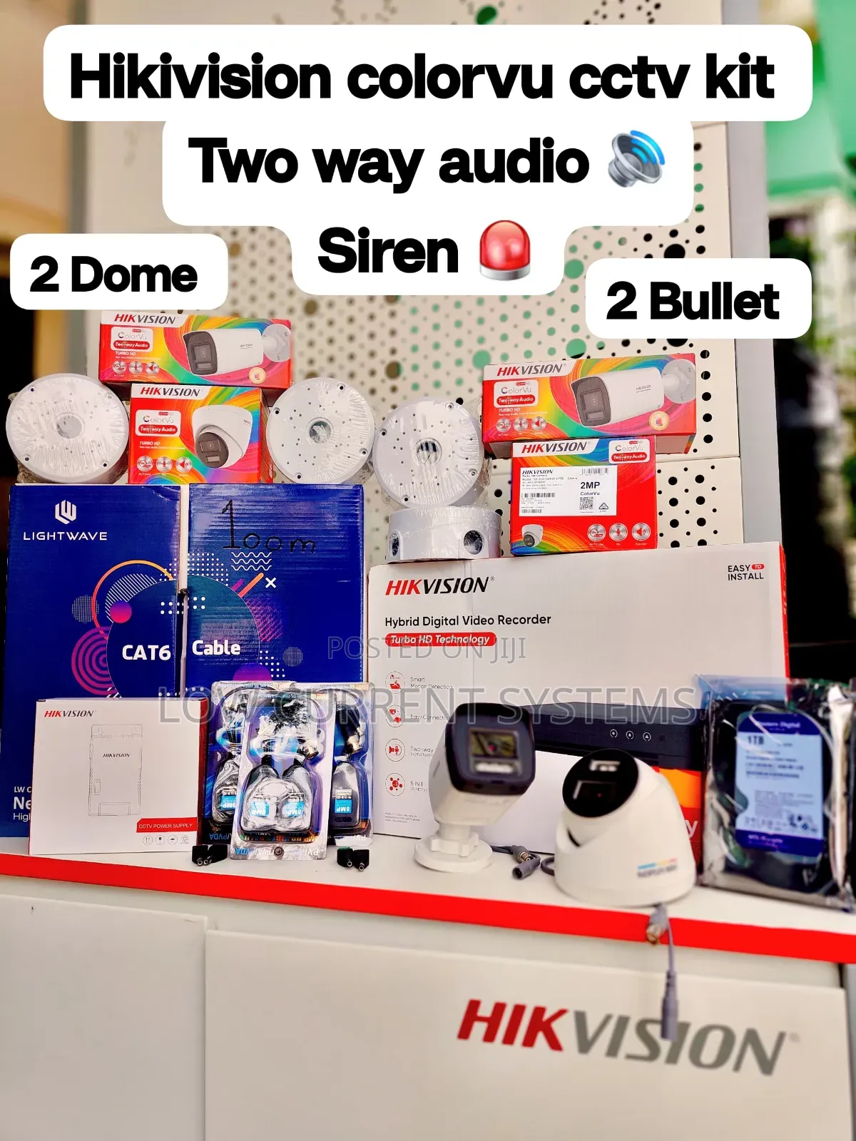 Hikvision 2mp Colorvu 4 Channel Kit Siren CCTV Camera Two Way Audio