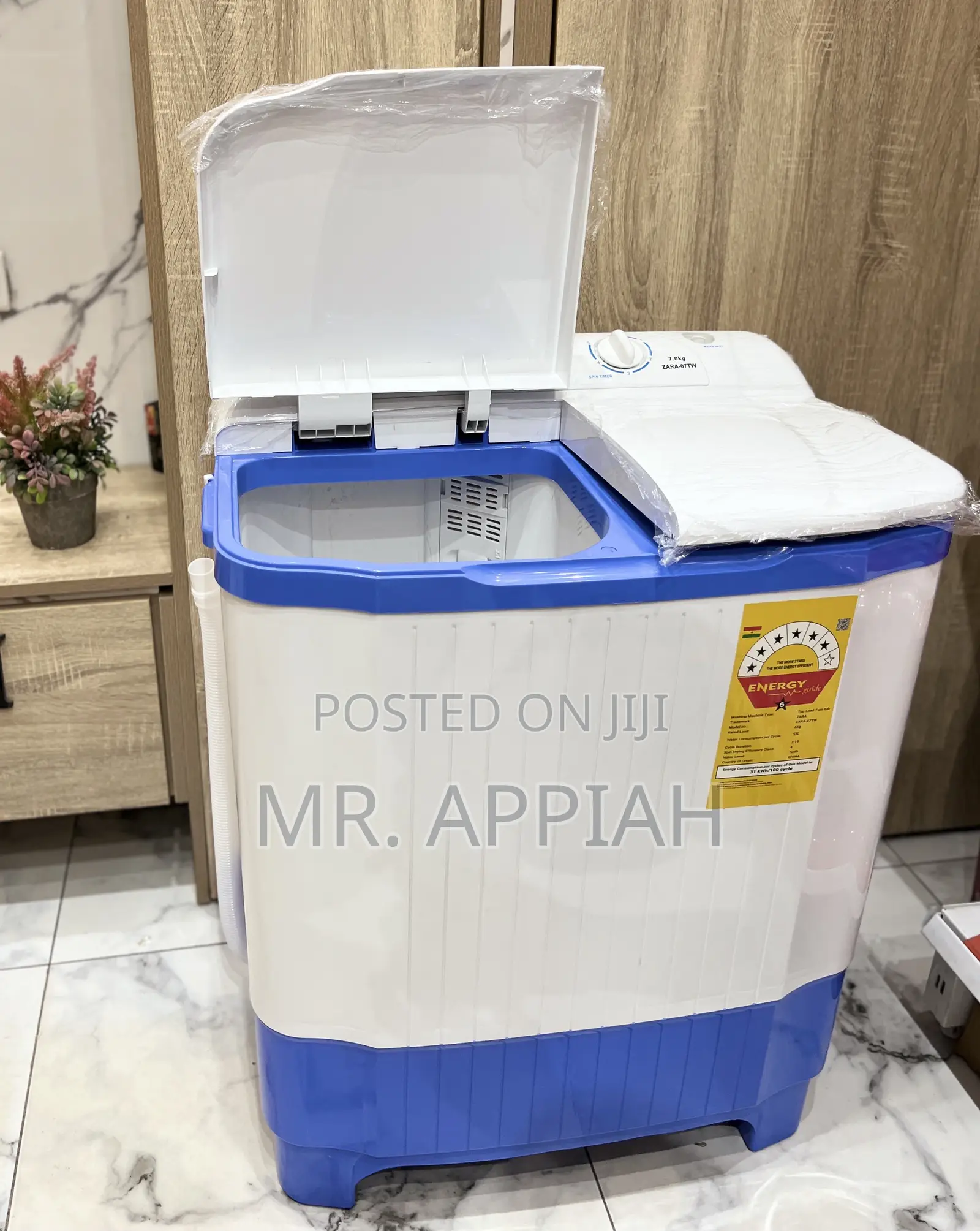 Brand New Zara 7kg Semi-Automatic Electric Washing Machine(White) 