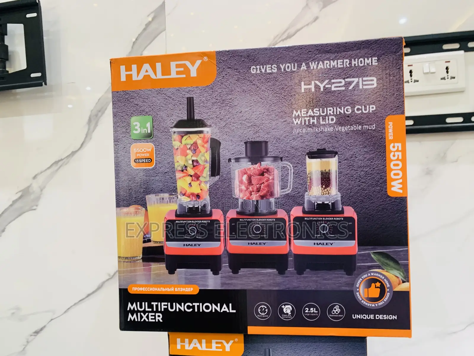 Lovely New Haley-Hy-2713 Halley Blender 3 Jars 5500watt 15speed Red