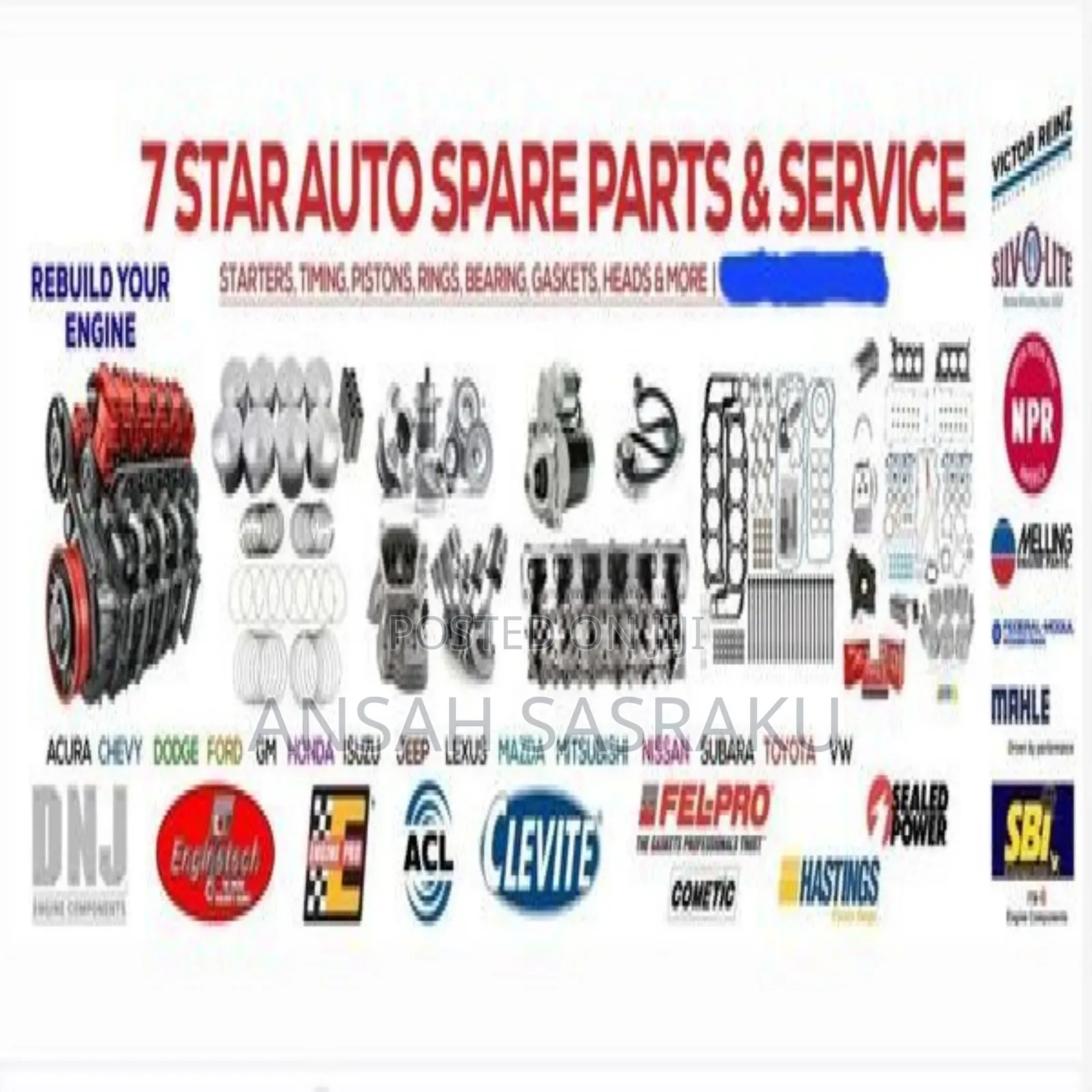 Original Piston Rings, Connecting Main Bearings, Gaskets, Led Light