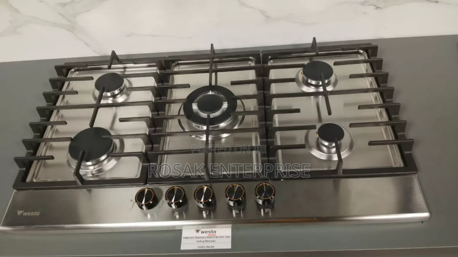 Stainless Steel 5burner Gas Hob Grilled Pan