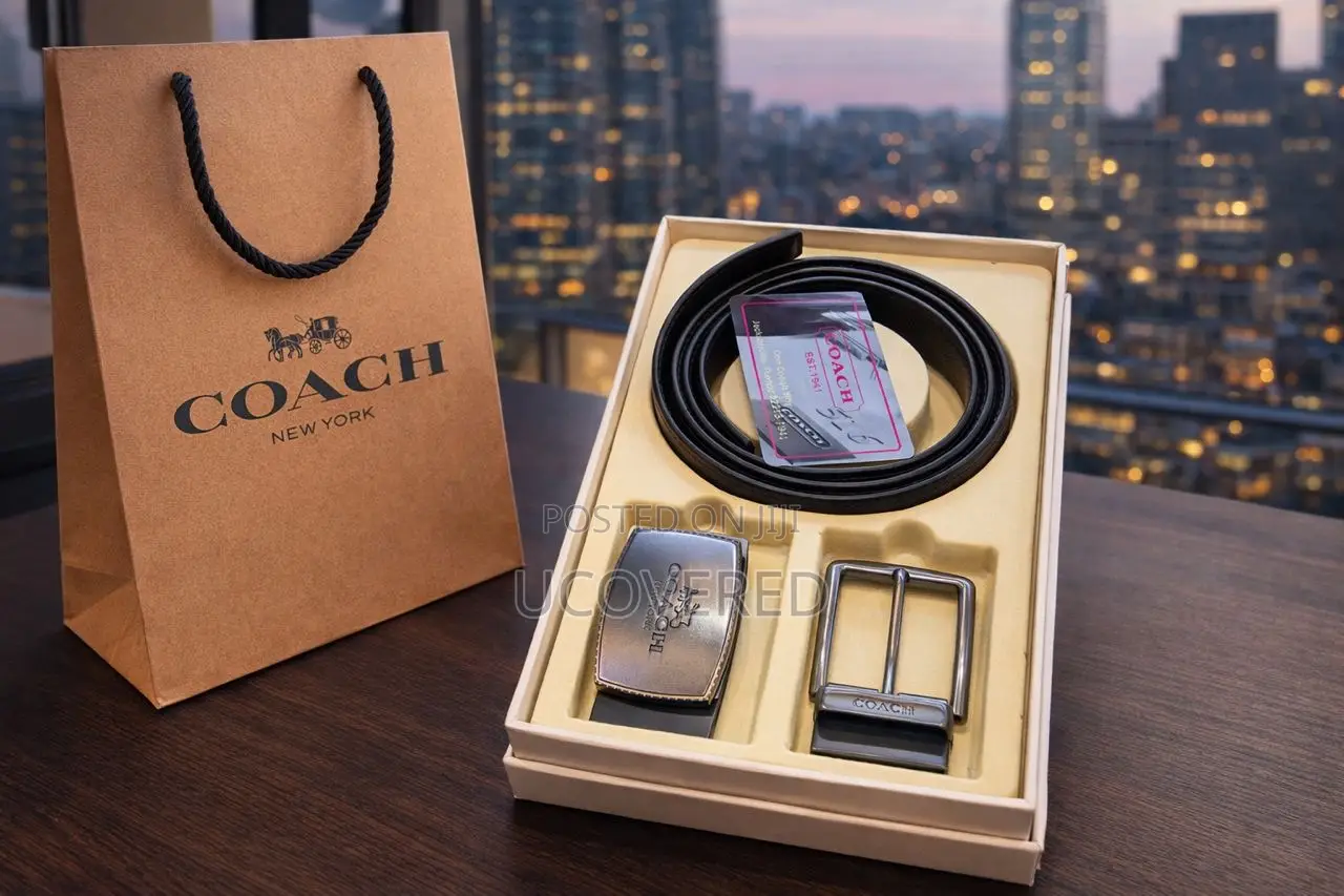 Coach Reversible Leather Belt With Multiple Buckles