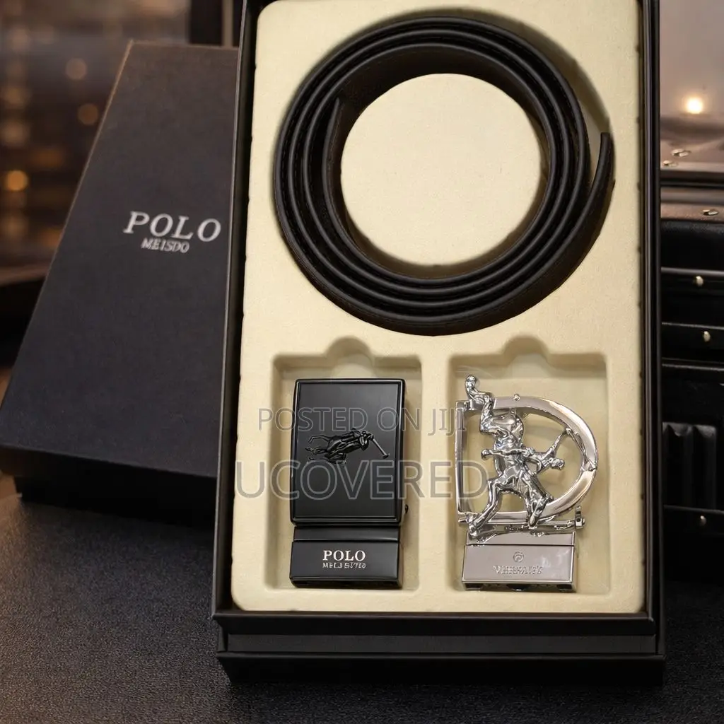 Polo Reversible Leather Belt With Multiple Buckles