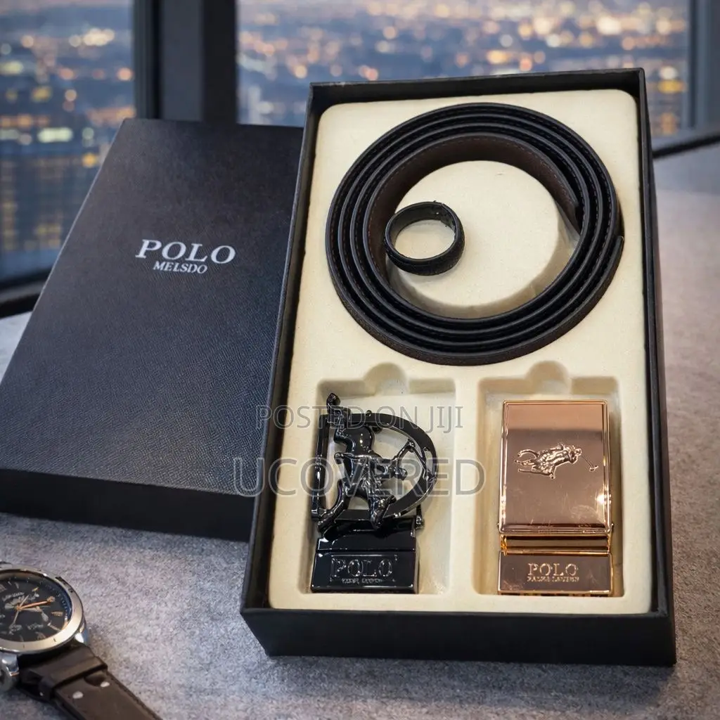 Polo Reversible Leather Belt With Multiple Buckles