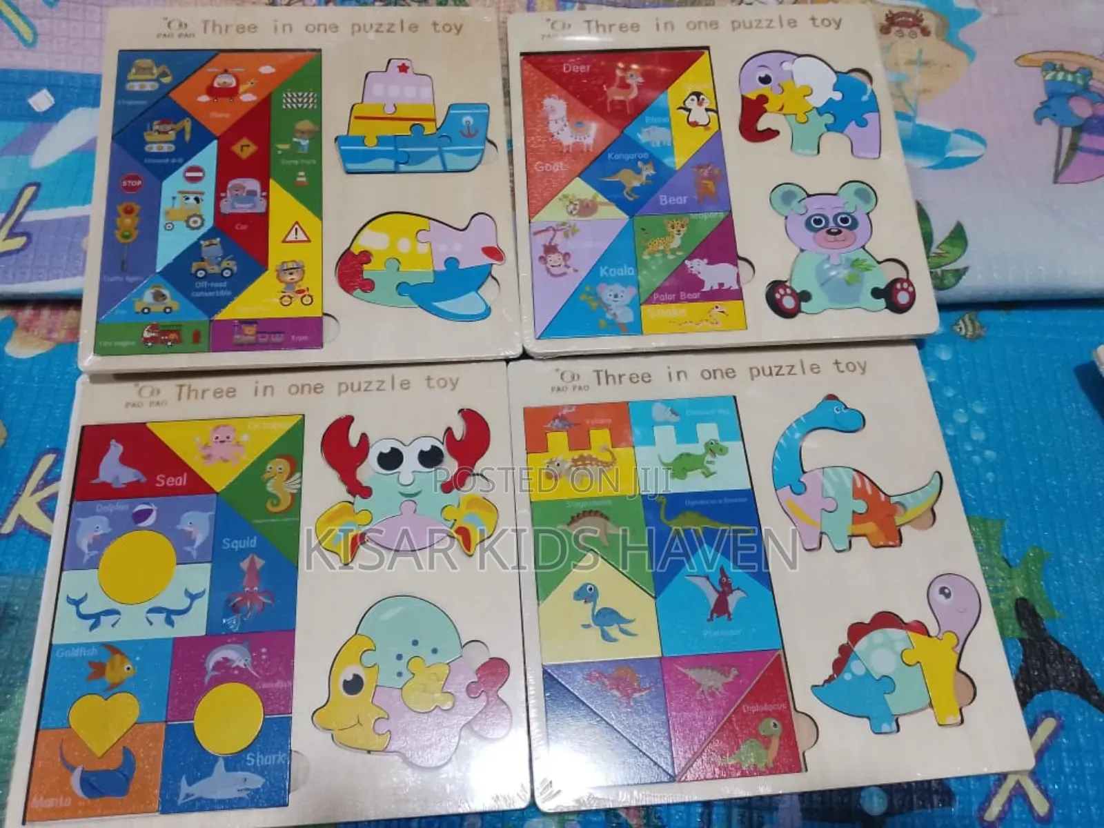 3 in 1 Wooden Puzzle Toy 1 Years to 3 Years ( Price for 1)