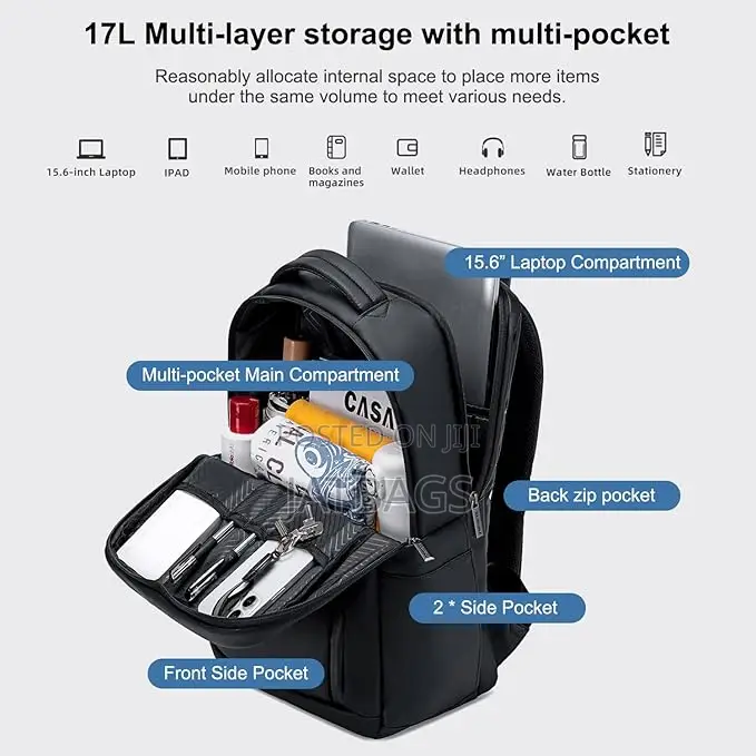 Black Gw Compact Anti-theft Waterproof Laptop Backpack (Free Delivery)