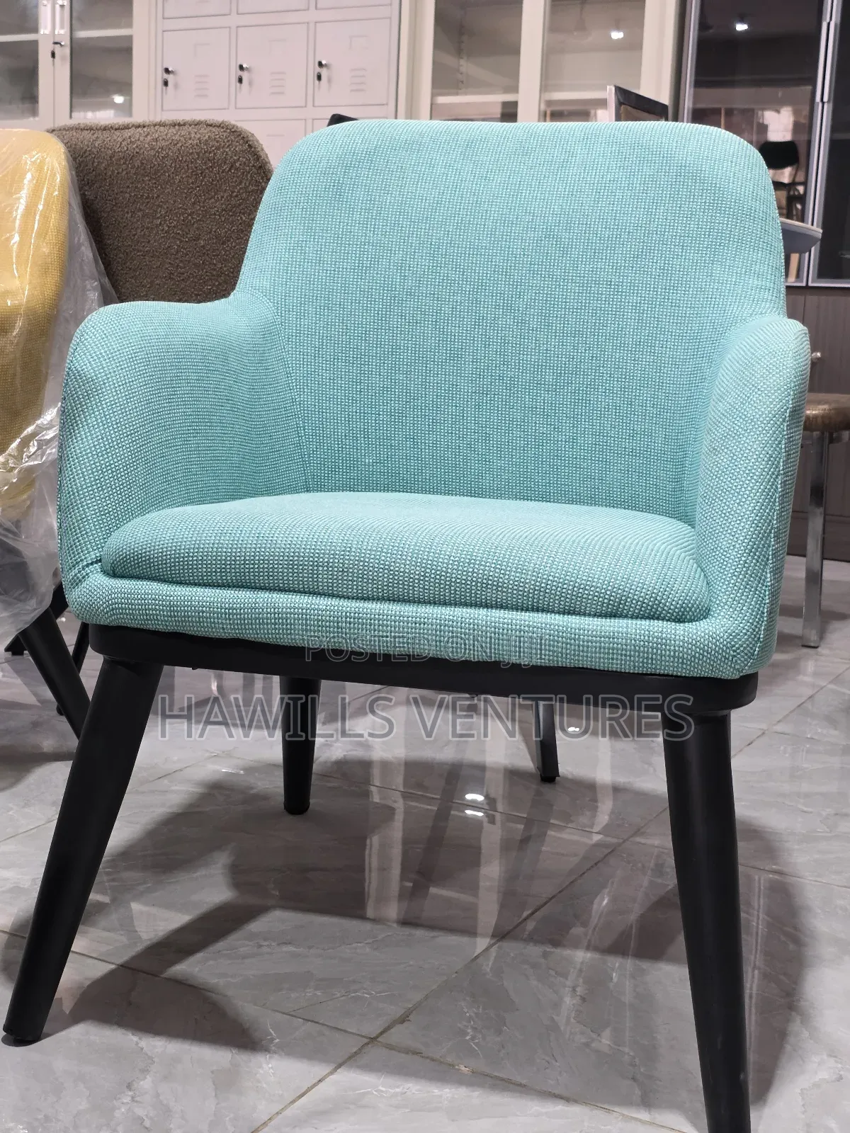 Danube Blue Armrest Dining Chair