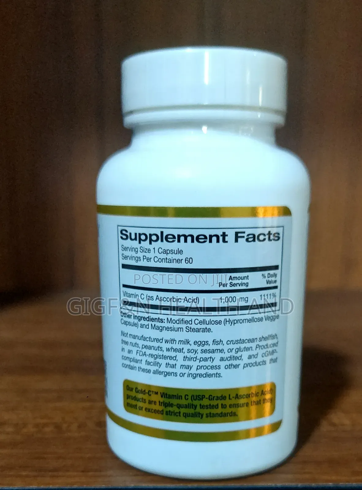California Gold, Vitamin C 1000mg/60 Veg Caps